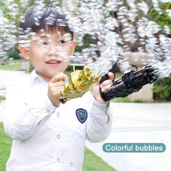 Kids Gatling Bubble Gun Toys Summer Automatic Soap Water
