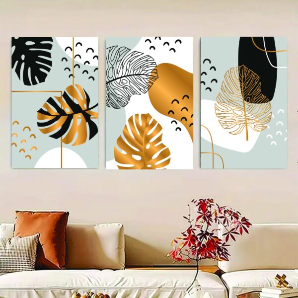 Set Of 3 Flower Sticky Canvas Phototiles Frame For Wall, Home Decor