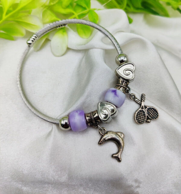 Imported Elegant Dolphin Charm Pandora Bracelet With Purple Accents Best Quality Bracelet For Girls & Women