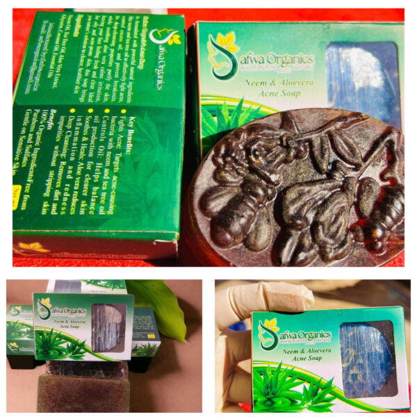 Safwa Organics Neem & Aloe Vera Handmade Soap – Acne-fighting Natural Cleanser 100g