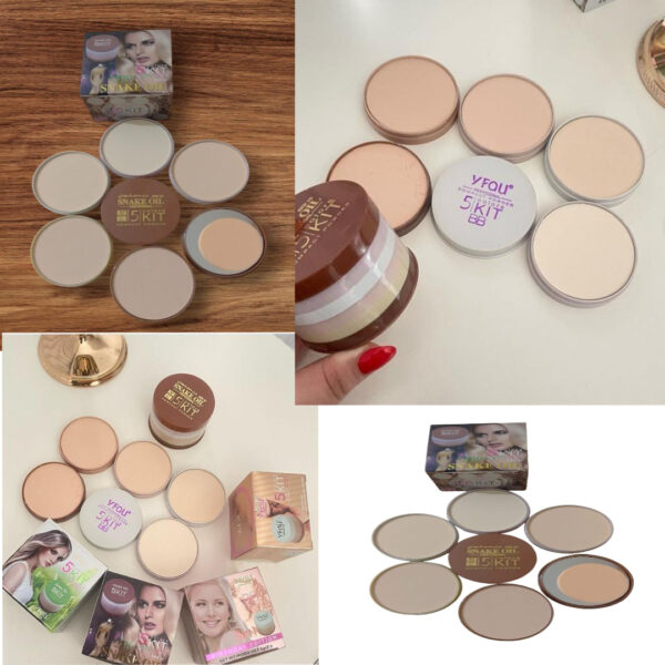 Pack Of 01 – 5 In 1 | Multi-shade Face Powder Palette With Mirror | Compact Makeup Kit For All Skin Tones | Natural Finish & Easy Blending