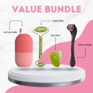 Combo Pack Marble Jade Roller With Stone Marble | Ice Roller Facial Massage | Derma Roller [pack Of 3]