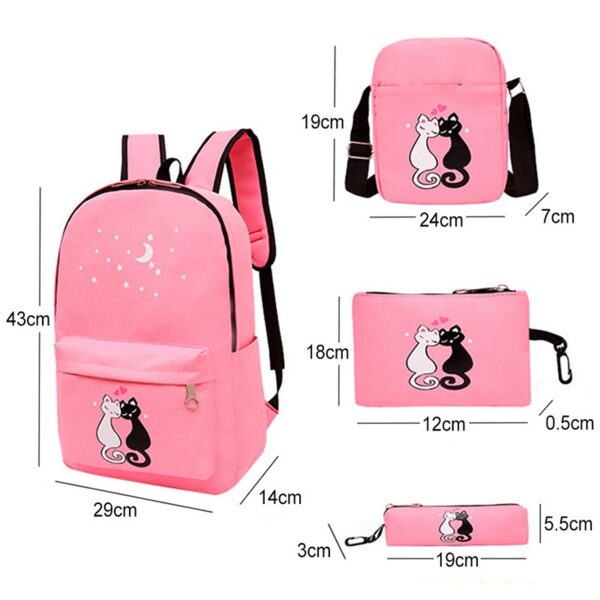4-piece School Bag Set/ Backpack Children School Bags For Girls Boys Canvas School Bag Fashion Kids - Image 4