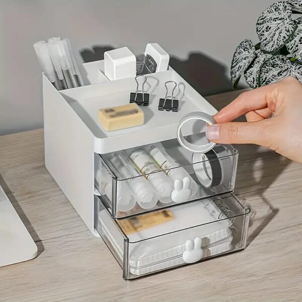 Rabbit Handle Clear Desk Organizer- Perfect For Pen ,makeup And Jewellery Etc (random Color) - Image 4