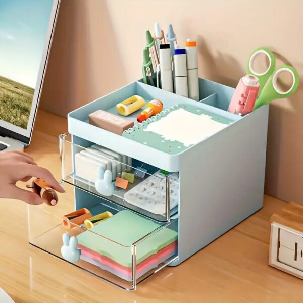 Rabbit Handle Clear Desk Organizer- Perfect For Pen ,makeup And Jewellery Etc (random Color) - Image 5