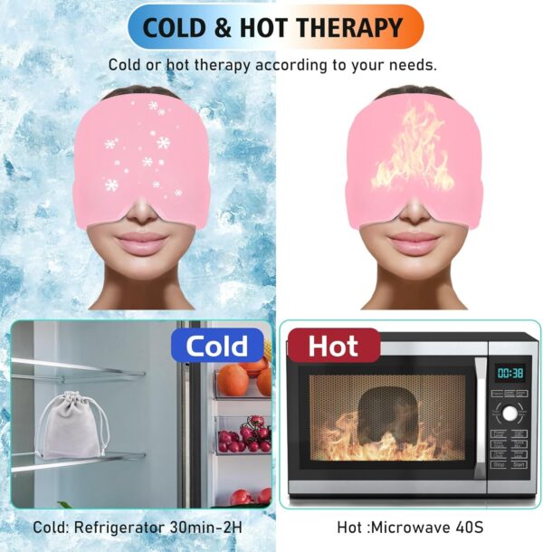 Migraine Relief Cap – Headache Relief Hat For Migraine Relief, Tension, One Size Fits All Headache Cap With Reusable Ice Gel Pack For Puffy Eyes, Stress Relief ( Random Color ) - Image 3