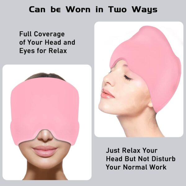 Migraine Relief Cap – Headache Relief Hat For Migraine Relief, Tension, One Size Fits All Headache Cap With Reusable Ice Gel Pack For Puffy Eyes, Stress Relief ( Random Color ) - Image 4