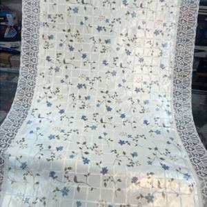 01 Meter Beautiful White Floral Dastarkhwan With Intricate Lace Border – Perfect For Traditional Dining | Dastarkhwan (30*49 Inch)