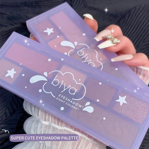 08 Colors Biya Star Flash Eight-color Eye Shadow Palette Matte Pearl Light Fine Color Milk Tea Earth Niche Glitter Eye Shadow – 8 Colors Korean Trending Eye Shadow Palette - Image 5