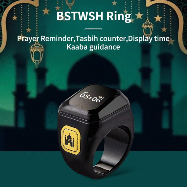 Muslim Smart Ring Islamic Gifts Electronic Tally Zikr Counter Digital Tasbeeh Ring Qibla Zikr Ring – Smart Tasbih Zikr Ring, Muslim Prayer, Prayer Timing Reminder – Random Color - Image 4
