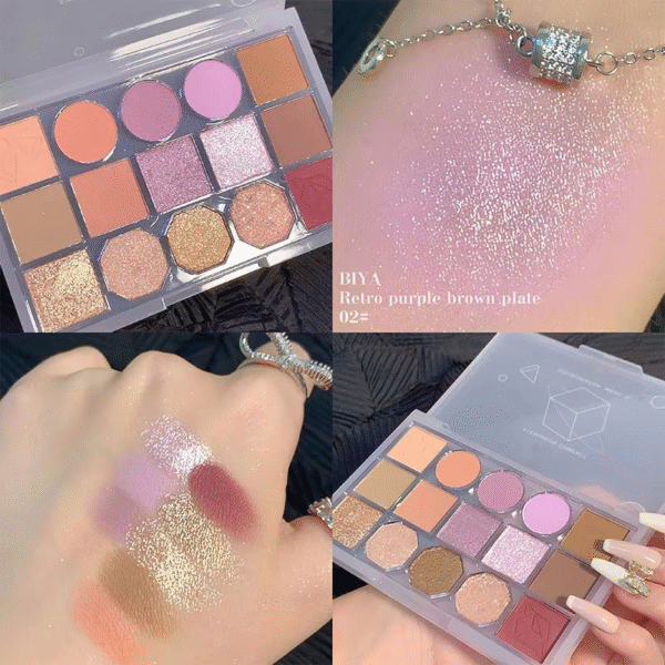 Biya Makeup High Pigmented Eyeshadow Palette Makeup Cosmetics 15 Colors Powder Glitter Eyeshadow Palette