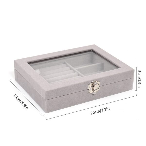 Mistico Velvet Carrying Case With Glass Cover Jewelry Ring Display Box Tray Holder Storage Box Organizer Earrings Bracelet Showcase - Image 6