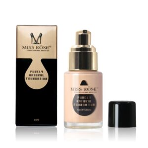 Miss Rose Purely Natural Liquid Foundation – Professional Long-lasting Make-up For Flawless Coverage, Lightweight, Breathable, Smooth Finish, All Skin Types – 30 Ml | Foundation