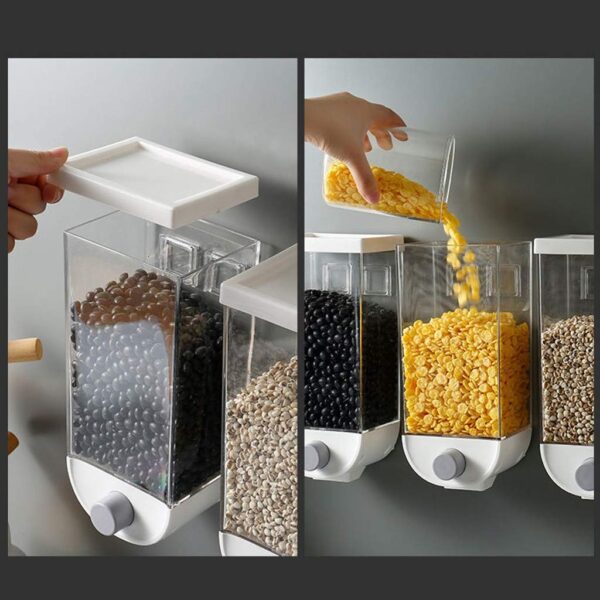 Wall-mounted Dry Food Dispensers For Organized Kitchens, Featuring Clear Containers -random Color | Food Storage Box 1500 Ml - Image 2