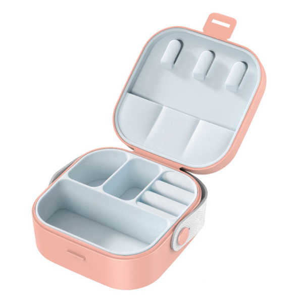Jewelry Organizer Box | Portable Jewelry Storage Box | Sleek | Portable | Multi-functional Travel Jewelry Organizer | Durable | Compact Ring | Necklace | Earring Storage Boxes With Mirror | For Travel | Home | Gift Option – Random Color - Image 5