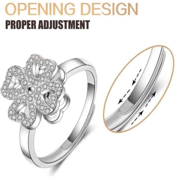 Lucky Four-leaf Clover Rotating Anxiety Ring – Spinner Fidget Ring For Stress Relief, Adjustable Lucky Flower Ring For Women & Girls (with Box) - Image 3