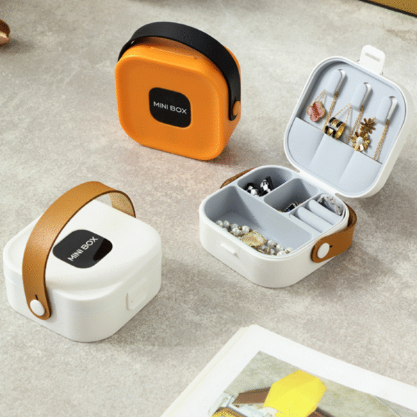 Jewelry Organizer Box | Portable Jewelry Storage Box | Sleek | Portable | Multi-functional Travel Jewelry Organizer | Durable | Compact Ring | Necklace | Earring Storage Boxes With Mirror | For Travel | Home | Gift Option – Random Color - Image 9