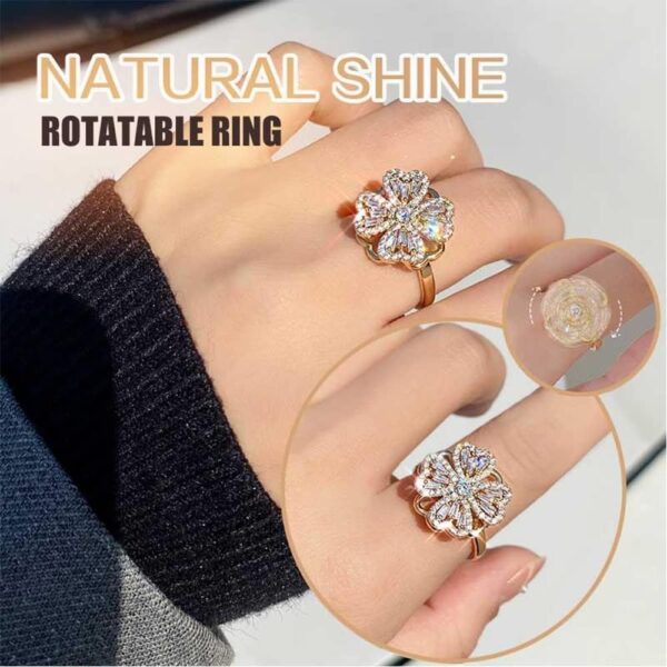 Lucky Four-leaf Clover Rotating Anxiety Ring – Spinner Fidget Ring For Stress Relief, Adjustable Lucky Flower Ring For Women & Girls (with Box) - Image 5