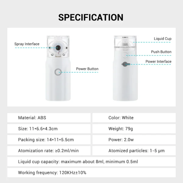 Portable Nebulizer For Asthma Inhaler Nebulizer Machine For Kids And Adults Medical Asthma Nebulizer – Rechargeable - Image 6