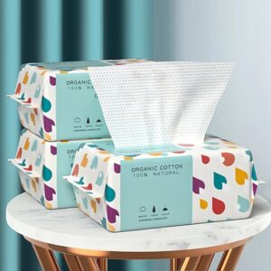 Disposable Face Towel – 70 Pcs Ultra Soft, Thickened Cotton Tissues | Lint-free, Multi-purpose Facial Dry Wipes For Skincare, Makeup Removal & Cleansing