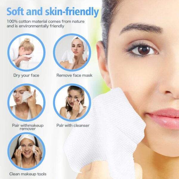Disposable Face Towel – 70 Pcs Ultra Soft, Thickened Cotton Tissues | Lint-free, Multi-purpose Facial Dry Wipes For Skincare, Makeup Removal & Cleansing - Image 3
