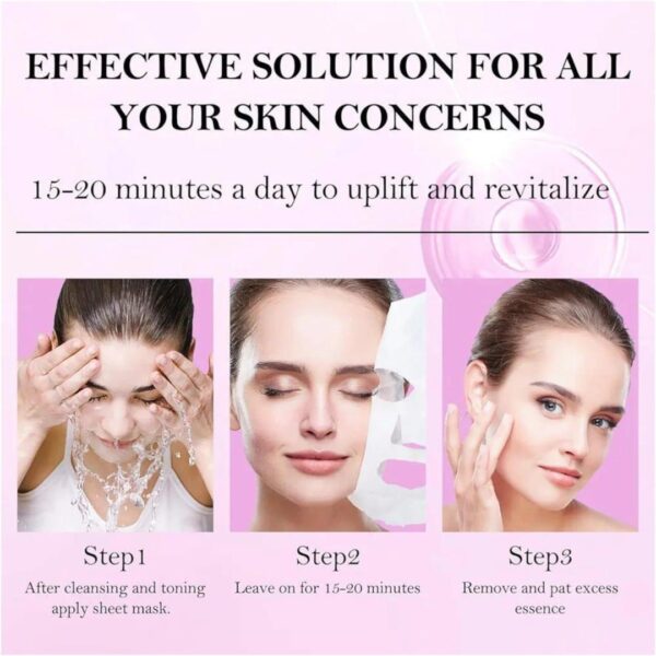 Pack Of 05 – Anti-wrinkle Face Sheet Mask | Anti Aging Hydrating Anti-acne Repairing Brightening Moisturizing Retinol Serum Facial Mask - Image 5
