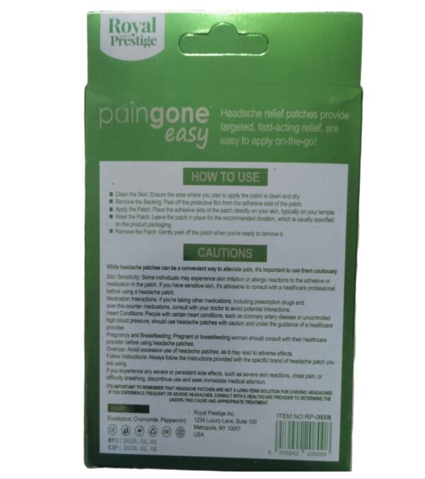 Paingone Easy Headache Relief Patch For Temporary Relief Of Headaches [10 Patches] - Image 2
