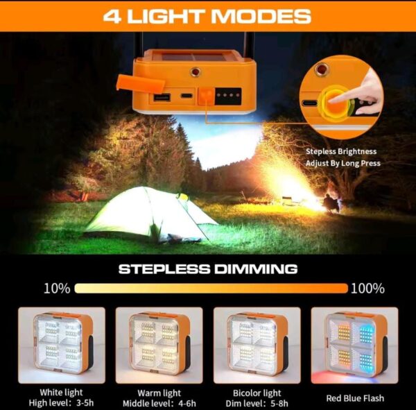 Outdoor Portable Led Solar Floodlight – Rechargeable 500w Spotlight Lantern For Camping, Emergency & Search Lighting - Image 3