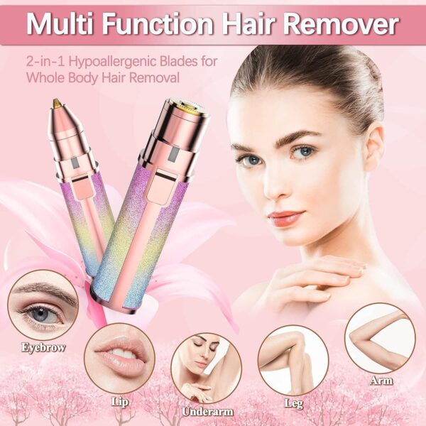 2 In 1 Electric Eyebrow Trimmer And Shaver, Flawless Hair Remover 2 In 1 Hair Remover Trimmer For Women, Flawless Facial Machine Razor, Painless Eyebrow Removal (rechargeable) - Image 3