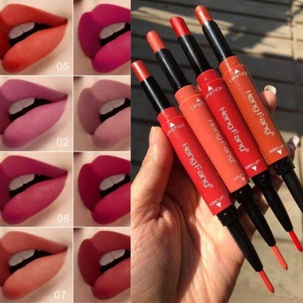 Pack Of 8 2-in-1 Matte Lipstick And Lip Liner Set, Waterproof Long Lasting Makeup Lipliner Pen Set For Women - Image 3