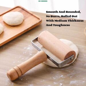 2pcs Wooden Rolling Pin For Baking – Hand Push Dough Roller With Non-stick Surface, Lightweight & Kid-friendly
