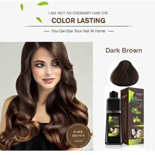 Light Brown Hair Color Shampoo – Quick & Easy Gray Coverage, 200ml Natural-looking Dye - Image 2