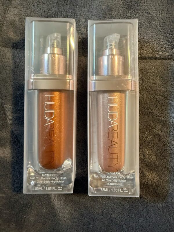 Huda Beauty N.y.m.p.h. All Over Body Highlighter – Liquid Illuminator For Face, Body & Legs – Water-based, Long-lasting Glow – 35 Ml - Image 3