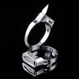 Stainless Steel Self-defense Ring With Hidden Blade – Adjustable Mini Knife Ring For Personal Safety – Wearable Concealed Protection Tool For Men & Women