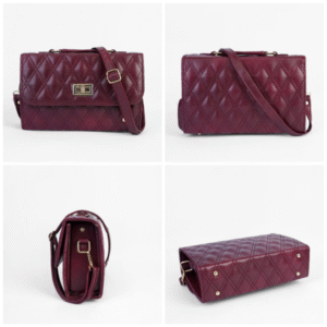 Women’s Pu Leather Embroidered Bag (maroon)