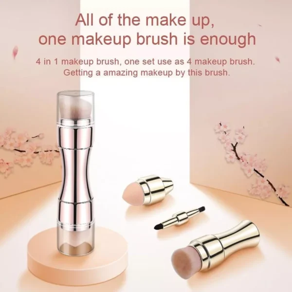 Max Factor X 4 In 1 Makeup Brush Set Portable Mini Travel Makeup Brushes Makeup Brush Mini 4 In 1 Kit For Travel Cosmetic Applicator Foundation Sponges Brushes Concealer Professional Make Up Tools (random Color) - Image 4