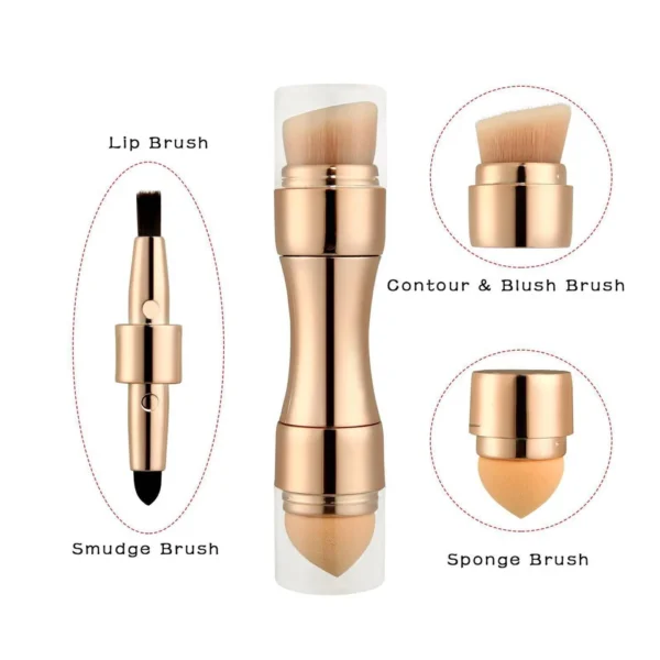 Max Factor X 4 In 1 Makeup Brush Set Portable Mini Travel Makeup Brushes Makeup Brush Mini 4 In 1 Kit For Travel Cosmetic Applicator Foundation Sponges Brushes Concealer Professional Make Up Tools (random Color) - Image 5