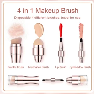 Max Factor X 4 In 1 Makeup Brush Set Portable Mini Travel Makeup Brushes Makeup Brush Mini 4 In 1 Kit For Travel Cosmetic Applicator Foundation Sponges Brushes Concealer Professional Make Up Tools (random Color)