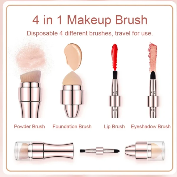 Max Factor X 4 In 1 Makeup Brush Set Portable Mini Travel Makeup Brushes Makeup Brush Mini 4 In 1 Kit For Travel Cosmetic Applicator Foundation Sponges Brushes Concealer Professional Make Up Tools (random Color)